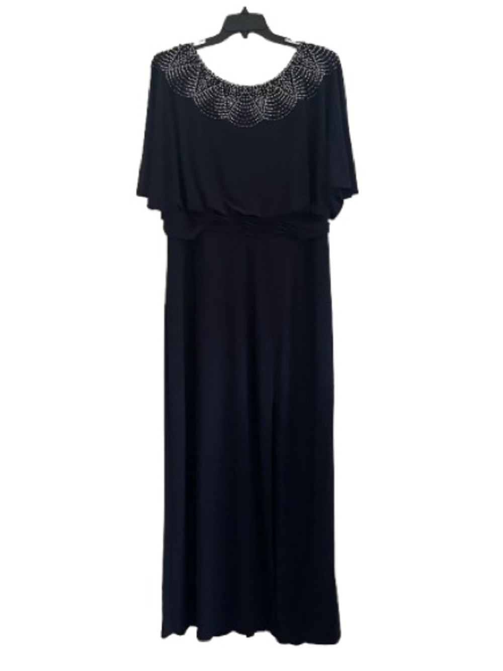 Betsy & Adam Navy Silver Beads Embellished Evening Gown Dress Size 18W